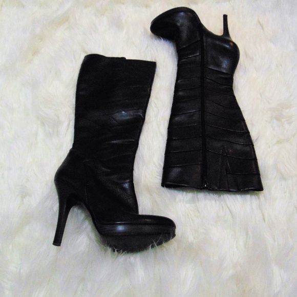 Andrea black leather calf boots - Picture 2 of 8